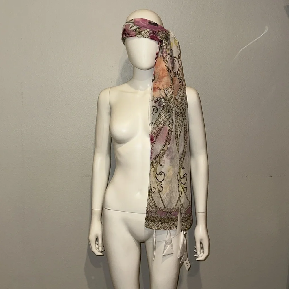 CAMILLA “Destiny Calling” floral silk long scarf boho belt headwrap top